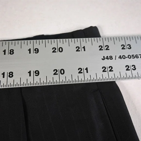 Oxxford 42x30 Black Striped Wool Pleated Full‎ Cut Dress Mens Pants